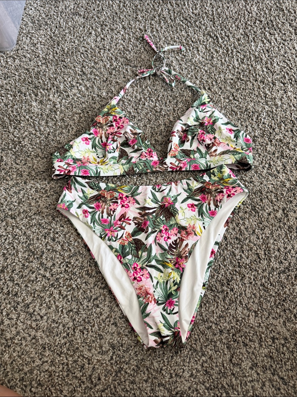 Victoria’s Secret Tropical Pink & Green Two-Piece Swim (Top XL/Bottoms M)